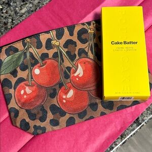Cake Batter Crème Matte Liquid Lipstick with Cherry Print Leopard Women's Bag